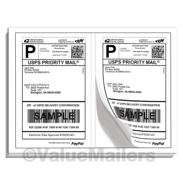 USA 50 Adhesive Labels with Perforation Designed for  & Paypal Postage